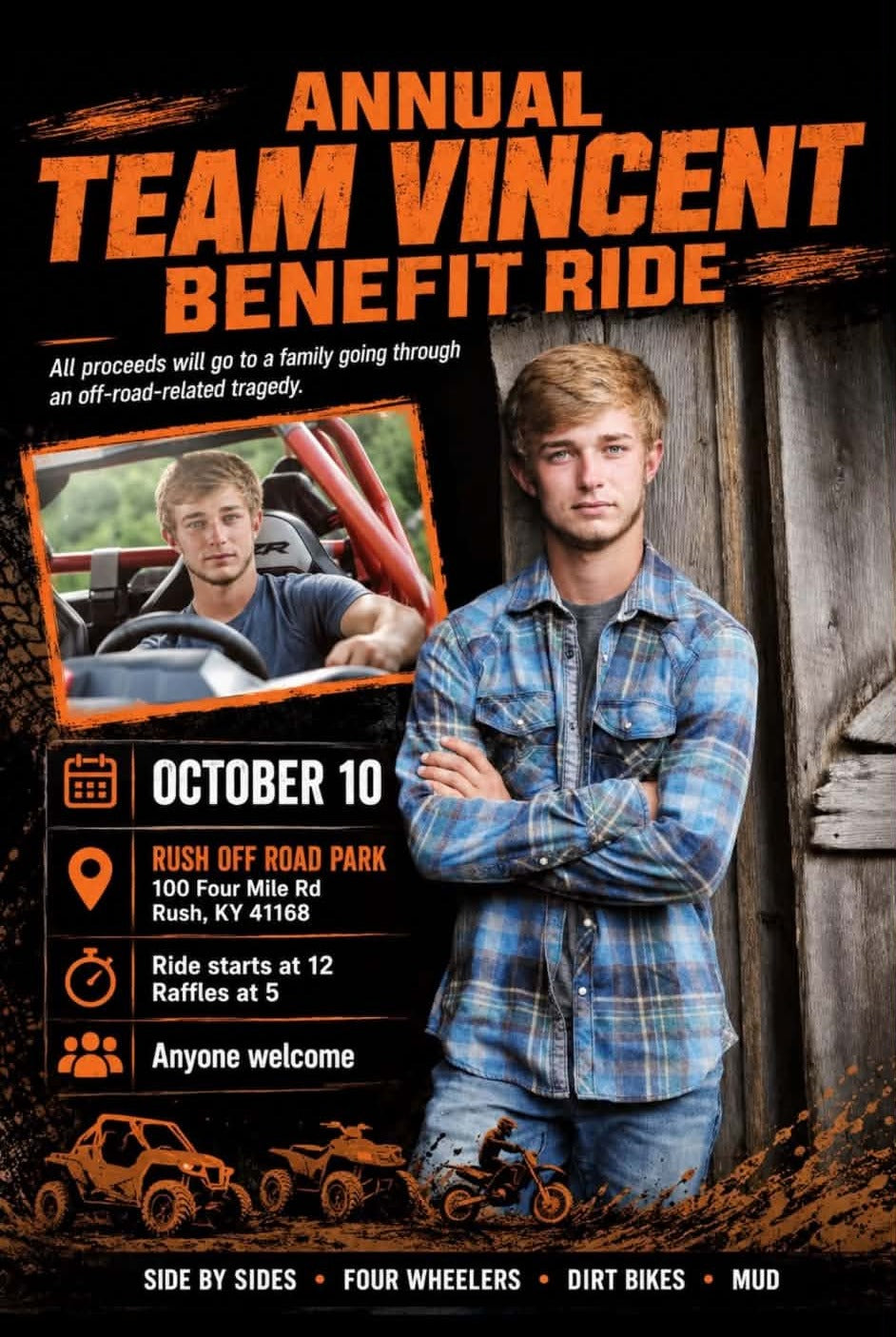 Annual Team Vincent Benefit Ride Tshirt